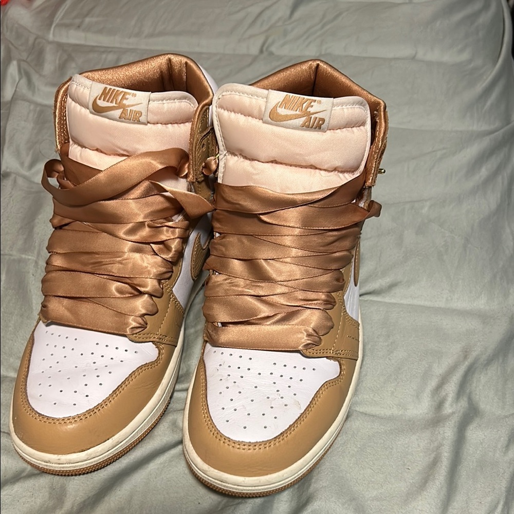 Nike Women's Sneakers - Tan and White